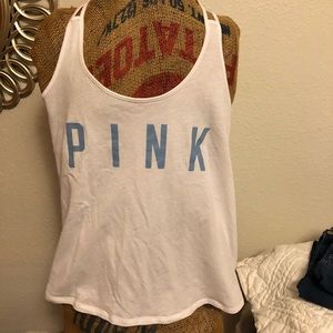 LAST CHANCE!- VS Pink White Strappy Racerback Tank
